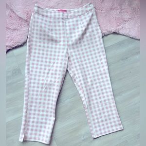 New Super Cute Sugar Thrillz Plaid Barbie Crop Pants.  Size M  Pink & White 💕